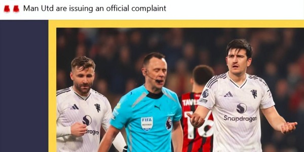 英超裁判“带任务”执法？同一对裁判抢走曼联4分，红魔正式投诉