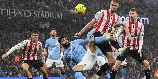 曼城2-0布伦特福德 晋级英联杯四强